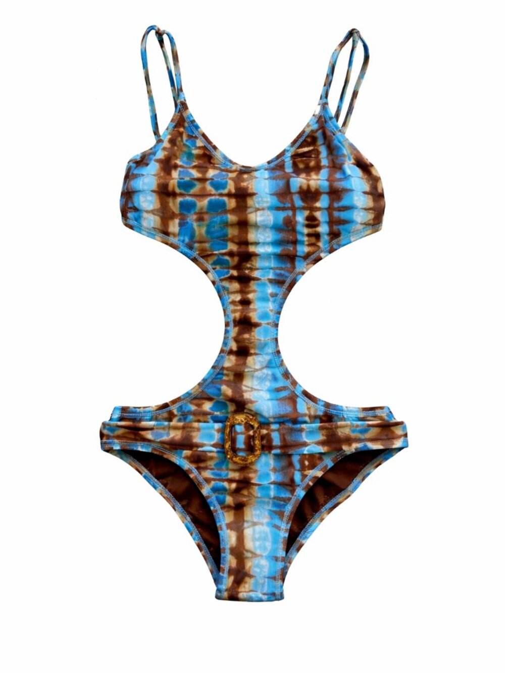 Submarine 1pc Stylish Tween Girls Swimsuit Monokini Blue Brown Tye Dye sz 12 NWT